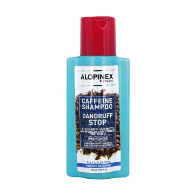 شامپو کافئین ضد شوره مناسب موهای خشک آلوپینکس | ۲۵۰ میلی لیتر | کنترل شوره و رطوبت مو
