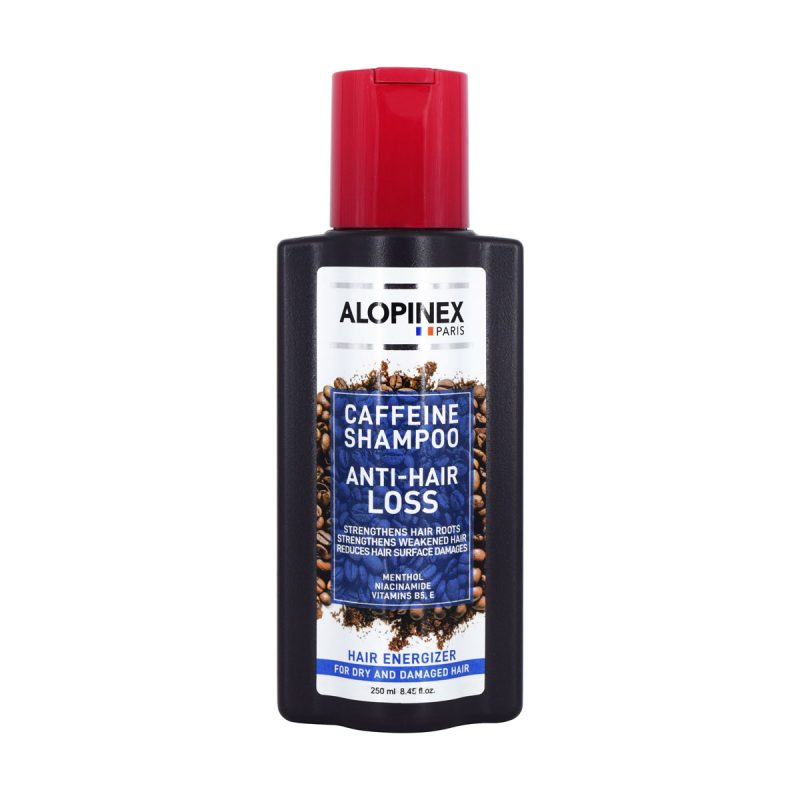 شامپو کافئین ضد ریزش مناسب موهای خشک و آسیب دیده آلوپینکس تقویت کننده مو