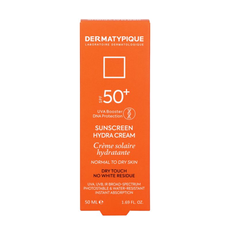 ضد آفتاب بی رنگ هیدرا مناسب پوست خشک +SPF50 درماتیپیک 50 میلی لیتر