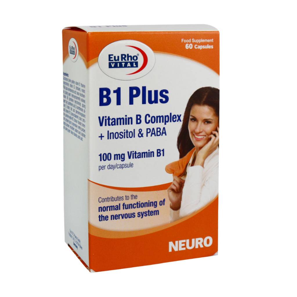 کپسول ویتامین B1 پلاس یوروویتال |۶۰ عدد|حاوی اینوزیتول و پابا